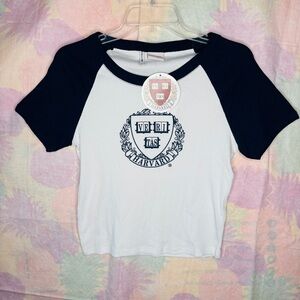 Calliope Harvard Veritas Logo Short Sleeve Graphic Ribbed Tee